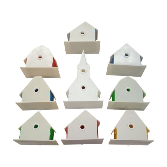 VTG Christmas Alpine Village Set 8 Plastic Cottages & 1 Cathedral W/Lights - Picture 2 of 4